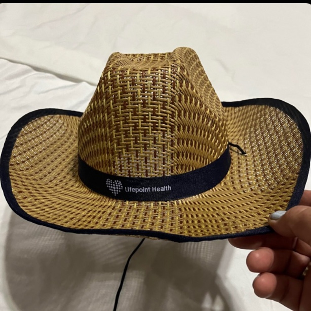 Woven straw round up cowboy hat